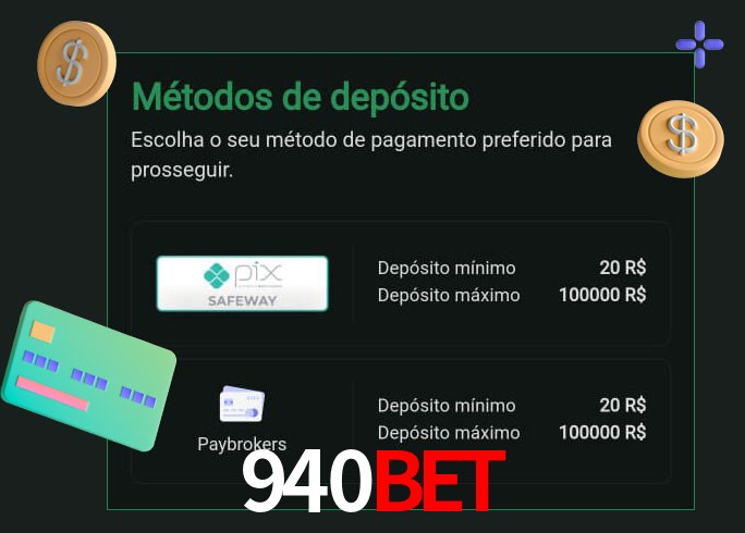 O cassino 940Bet oferece uma grande variedade de métodos de pagamento